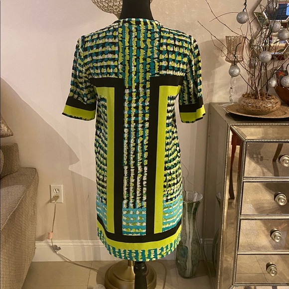 BCBG MAXAZRIA TIDE COMBO KANE SILK PRINT BLOCK DRESS SIEZ XS - Picture 9 of 9
